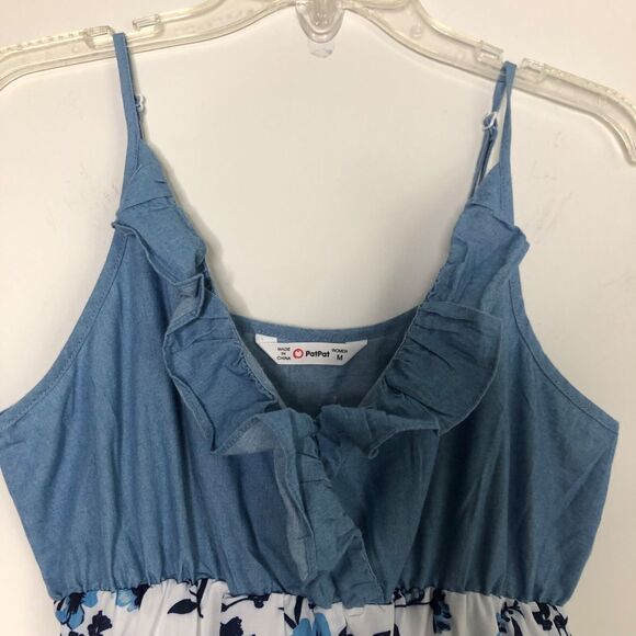 PatPat Wms Med Blue Ruffled Tiered Floral Midi Sundress Cottagecore Casual - Picture 4 of 12